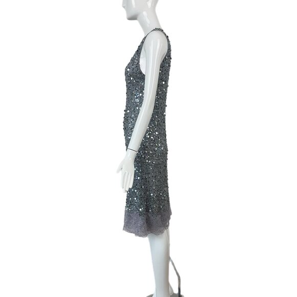 VALENTINO 00's Vintage Dusty Powder Blue Embellished Dress - Picture 3 of 10